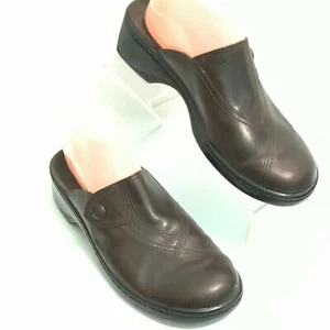 Clarks Womens Brown Leather Clog Mules Made in Brazil Size 9.5 - Picture 1 of 8