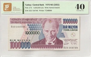 1970 Turkey 1000000 Lira Pick#213  40 Extremely Fine - Picture 1 of 2