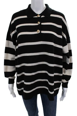 Suéter Pullover Zara Mujer Negro Rayas Cuello Manga Larga Talla M Foto 1 de 4