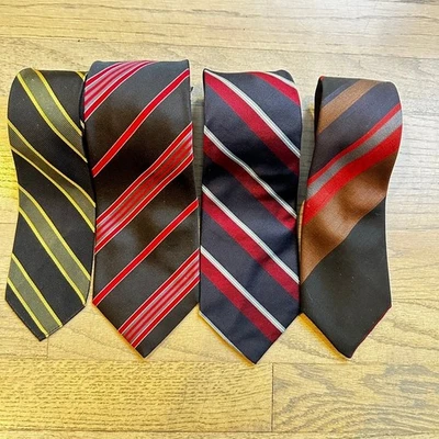 Lote de 4 Corbatas a Rayas de Seda Conjunto Para Hombre Vestido Formal Corbata Paquete Bullock & Jones Foto 1 de 4
