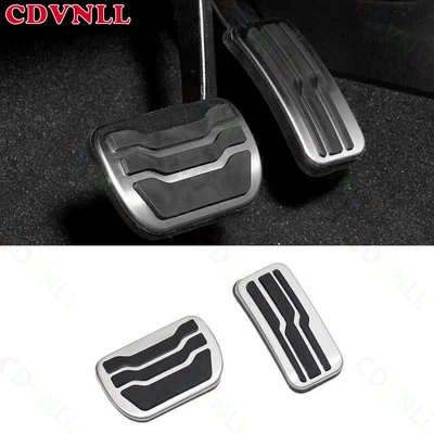 Cubierta de acelerador de pedal de gasolina de freno de aluminio plateado para Ford Edge 2015-2024 2 piezas Foto 1 de 4