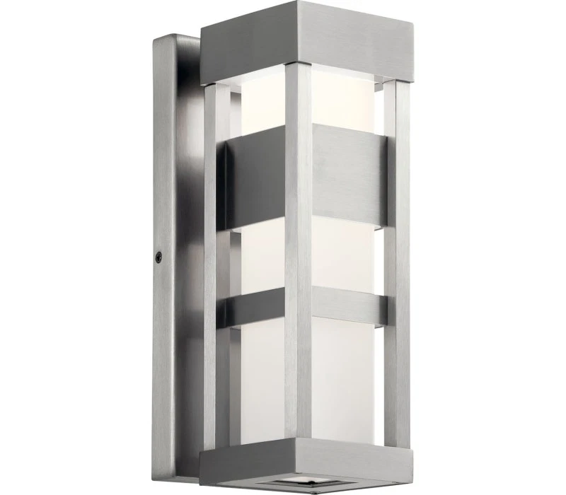 Aplique de pared exterior Kichler 59035BALED Ryler, 1 luz 9 vatios, aluminio cepillado Foto 1 de 1