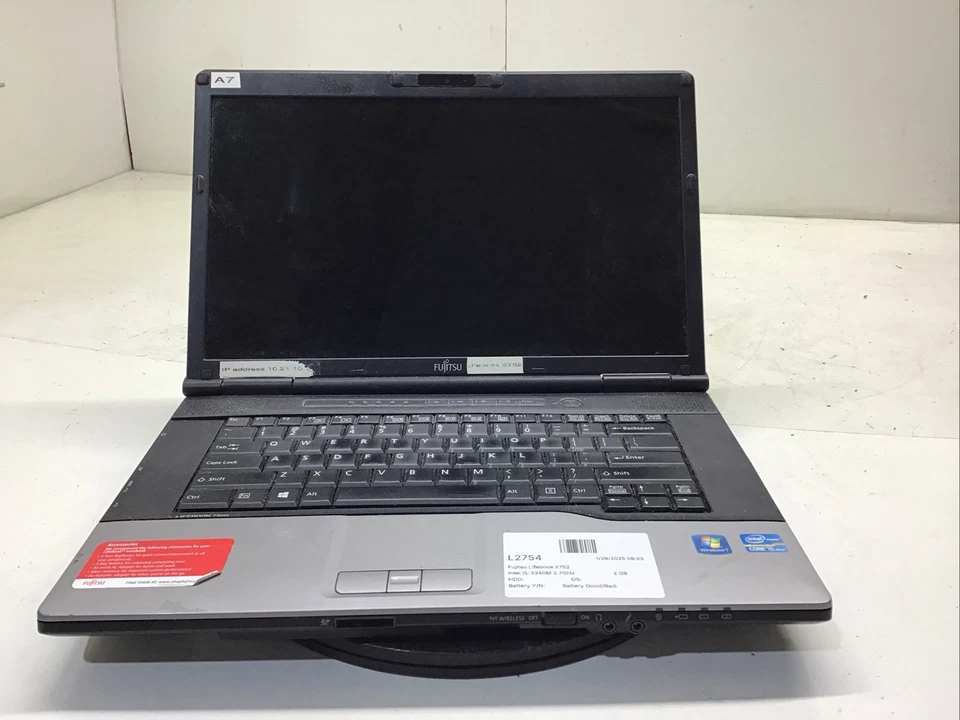 Fujitsu Lifebook E752 Intel i5-3340M 2.7GHz 2 GB NO HDD No Batt - Image 1 of 3