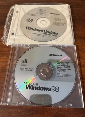Disco CD de instalación Microsoft Windows 98 solo sin llave/con CD paquete de Internet Foto 1 de 4