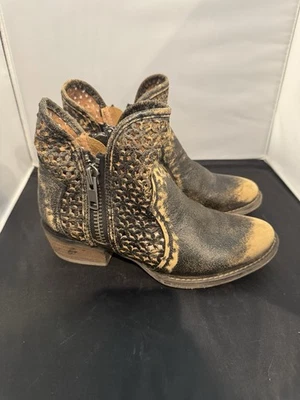 КРУГ G женщин короткие Western ботинки - круглый носок размер 7 черный лазерной резки - Изображение 1 из 4