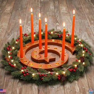 Hushee Holz Spirale Advent Kerzenhalter Set - Festliche Waldorf Weihnachtsdeko - Bild 1 von 6