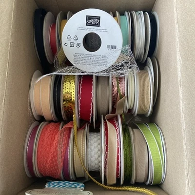Stampin' Up! RIBBON BUNDLE Sequin SATIN Mesh Tulle Stitched Preloved Retired - Image 1 of 4