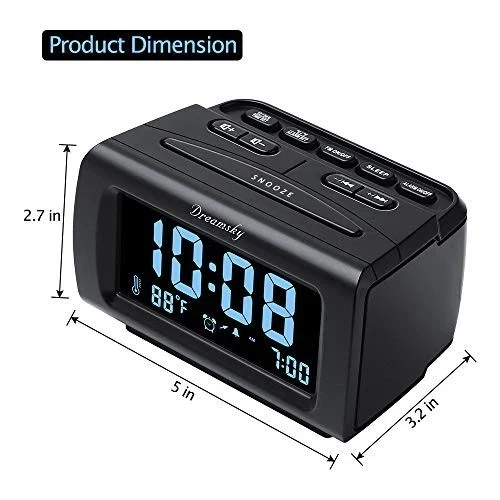 Alarm Clock Radio for Bedroom - FM Radio Clock with Battery Backup, USB - Image 1 of 4