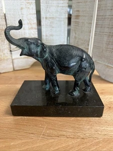 (#394) Elefant Briefbeschwerer Marmorsockel Gusseisen Schreibtisch Figur Statue Deko - Bild 1 von 17