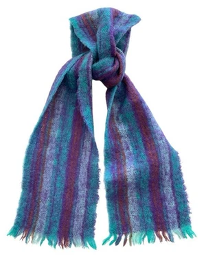 Hemmings Donegal  Handwoven Scarf Mohair Wool Ireland Wrap Blue Purple - Image 1 of 3