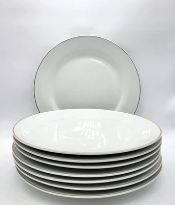 Juego de 8 platos de cena de porcelana con borde de oro blanco vacaciones 09 objetivo de 10,5" Foto 1 de 4