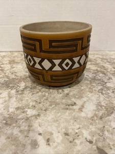 Shraffito Art Pottery Mud Century Modern Made In Brazil Brown Ecru - Picture 1 of 7