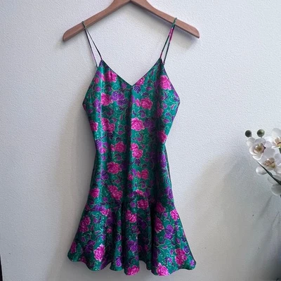 Mini Vestido Para Mujer Vintage Victoria's Secret Etiqueta Dorada Floral Satén S  Foto 1 de 4