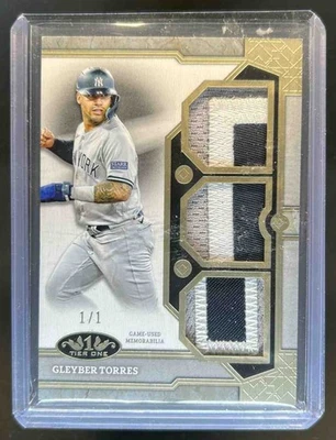 2024 Topps Tier One Gleyber Torres Relics Triple Platch Patch #1/1 Yankees - Image 1 of 2
