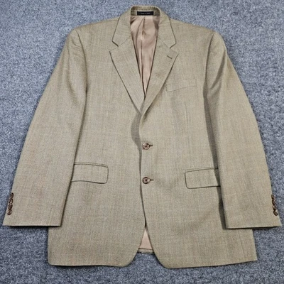 Abrigo deportivo Lauren Ralph Lauren para hombre 44R lana de seda caqui a cuadros blazer tostado Foto 1 de 4