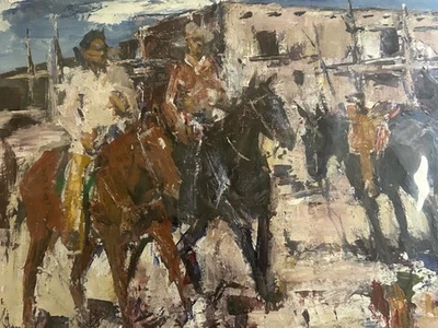 James Colt 22 X16” Firmado Doble Cara Pintura Vaqueros Indios Enmarañado Listado Foto 1 de 4
