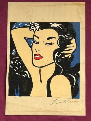 Pintura Roy Lichtenstein sobre papel antiguo firmada estampada vintage Foto 1 de 3