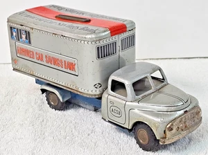 1950 Japan Tin Litho Armored Car SAVINGS BANK Truck Friction Hayashi Cragstan 7" - Picture 1 of 12
