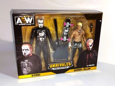 AEW Jazwares Colección Inigualable Sting & Darby Allin Tag Team Paquete de 2 NUEVO SELLADO Foto 1 de 4