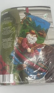 Bucilla "Fishing Santa" Weihnachten Filzstrumpf Set ORIGINAL #86139 versiegelt - Bild 1 von 4
