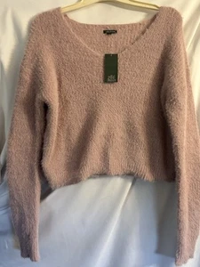 Nuevo con etiquetas Suéter Corto Wild Fable Talla M Rosa Tejido Waffle Difuso Cuello en V - Imagen 1 de 15