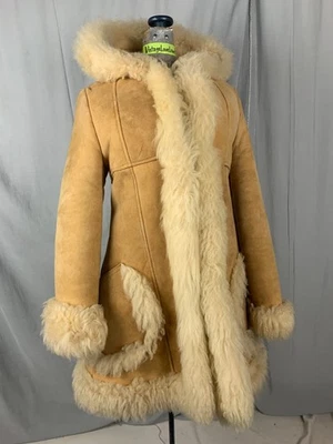 MVB INTERNATIONAL Vtg Turkish Sheepskin Penny Lane Hooded Coat-Bust 38/XS - Image 1 of 4