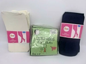 3 pr Girl's Microfiber Tights (Size 12-14) White, Ivory, Navy +Free Laundry Bag - Picture 1 of 7