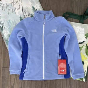THE NORTH FACE Girls Kids Youth fleece full zip jacket light blue sz M 10 12 $90 - Picture 1 of 12