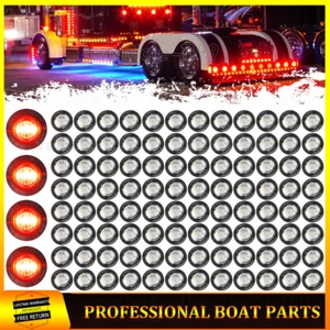 100x 3/4" 12V Marker Lights Clear Red LED Round Bullet Light For Truck Trailer - Picture 1 of 8