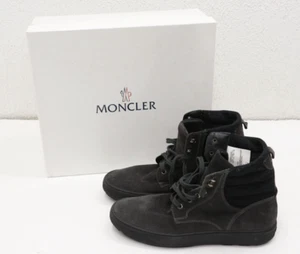 Moncler Suede High Top Grey/Black Boots Mens Size 43/US 10 - Picture 1 of 14