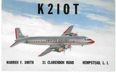 US Sc # 1205 on QSL card Vintage Ham Radio Amateur ,Hempstead, New York  1962 - Image 1 of 3