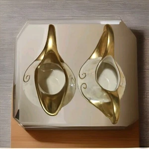 Irisierendes Milchkännchen Set Perlen Glanzgeschirr 24k Goldrand nummeriert Sahne und Zucker - Bild 1 von 9