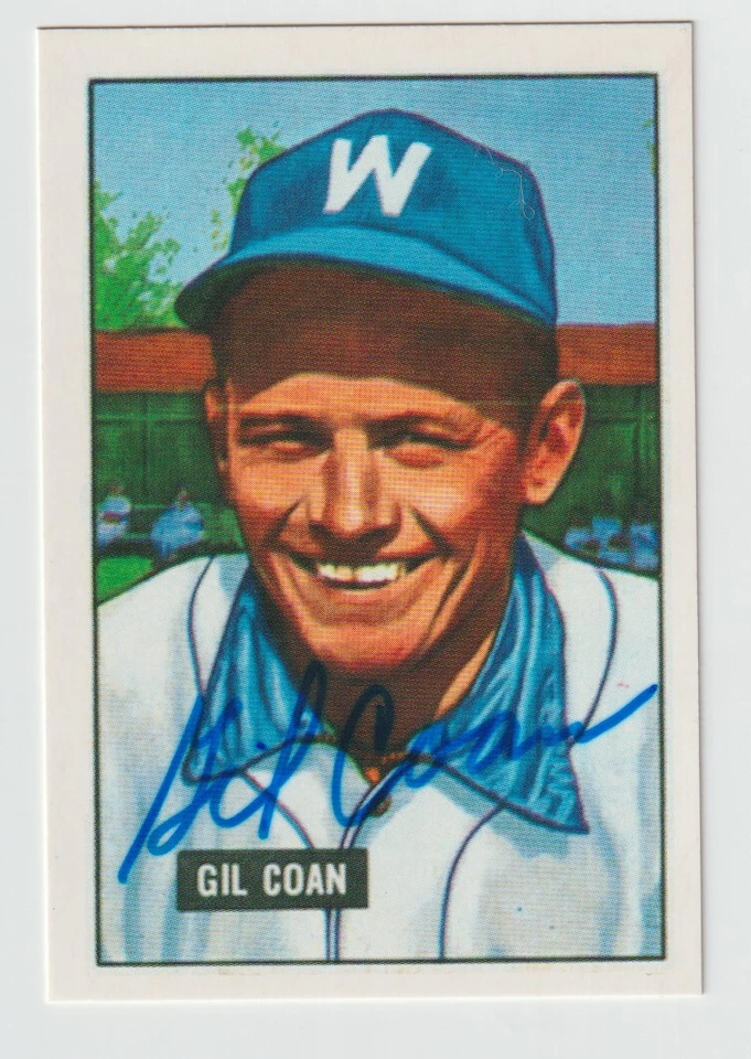 Gil Coan - Signed 1951 Bowman Reprint Original Autograph - Senators - Died 2020 - Image 1 of 1