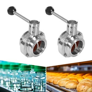2Pcs 2 Inch Butterfly Valve Stainless Steel Industry Butterfly Valve w/ Handle - Picture 1 of 18