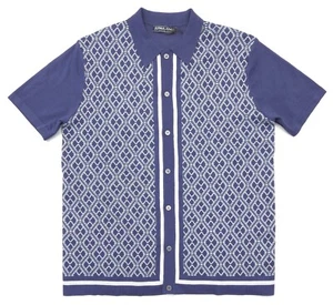 PJ Paul Jones Suéter Para Hombre L Botones Tejido Cárdigan Manga Corta Azul Multi - Imagen 1 de 9