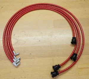 Ford 8N 2N 9N Red Deluxe Cloth Covered Spark Plug Wire Set Early Model 1939-1950 - Picture 1 of 10