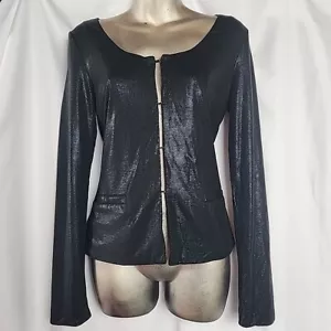 Top Shop x Kate Moss 4 giacca finta pelle di serpente nera con gancio N occhio manica lunga - Foto 1 di 8