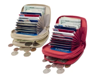 RFID Blocking Leather Women's Accordion Zip Wallet Credit Card Coin Organizer  - Picture 1 of 40