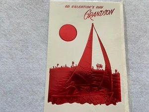On Valentine's Day Grandson  Unused Greeting Card - Picture 1 of 2