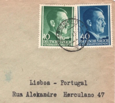 POLAND GERMANY OCCUPATION Cover WW2 *UNDERCOVER ADDRESS*Lisbon 1943 Portugal MA9 - Image 1 of 4