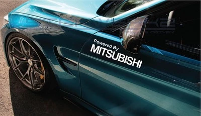 Par de calcomanías adhesivas Powered By Mitsubishi Racing Evolution Lancer FTO Turbo 12" Foto 1 de 4