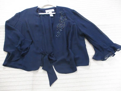 Женская куртка Jessica Howard 20WP миниатюрная синяя с открытым бисером с длинным рукавом расклешенная - Изображение 1 из 4