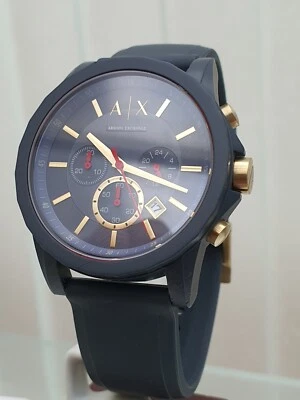 Reloj para hombre ARMANI EXCHANGE azul marino correa de silicona fecha cronógrafo ligero a11 Foto 1 de 4