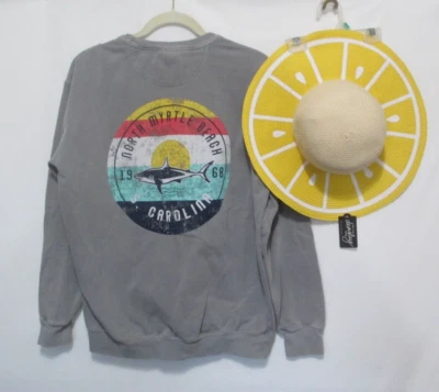 NEW Comfort Colors MYRTLE BEACH Sweatshirt & SUN HAT Lot Women Size M - Image 1 of 4