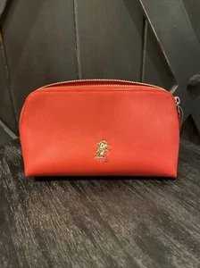 COACH X Baseman Buster Le Fauve Cosmetic Case 22 in Orange-Red Leather & Silver - Picture 1 of 7