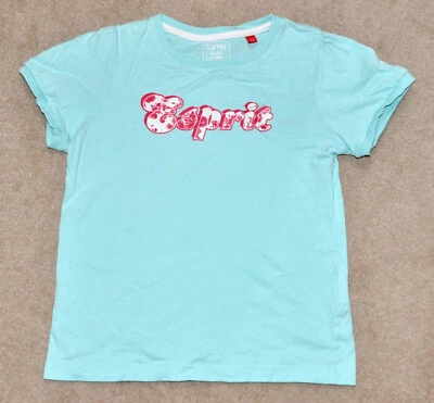 Esprit Girls Camiseta Azul con Logotipo Brillante, Talla 8-9 Años Foto 1 de 4