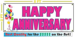 HAPPY ANNIVERSARY Banner Sign NEW Larger Size Super Huge XXXL party wedding - Picture 1 of 3