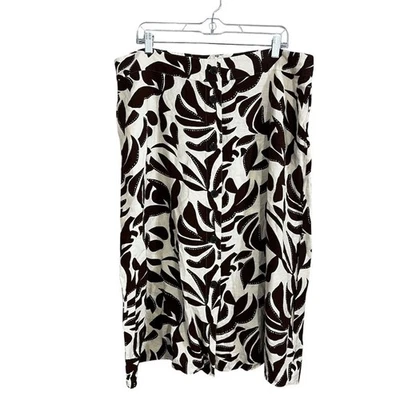 Falda midi Ann Taylor Factory para mujer talla 16 marrón floral línea A mezcla de lino  Foto 1 de 4