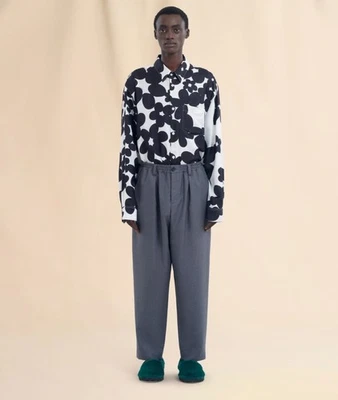 Pantalón de lana tropical Marni para hombre IT 46 (se adapta a 30) gris plisado elástico $835 Foto 1 de 4