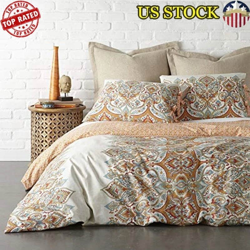 Juego de Edredón King Algodón Prelavado Lujoso Floral Shams Lavable a Máquina Nuevo Foto 1 de 1